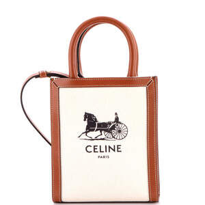 Celine Mini Sulky Vertical Cabas Tote Canvas with Leather